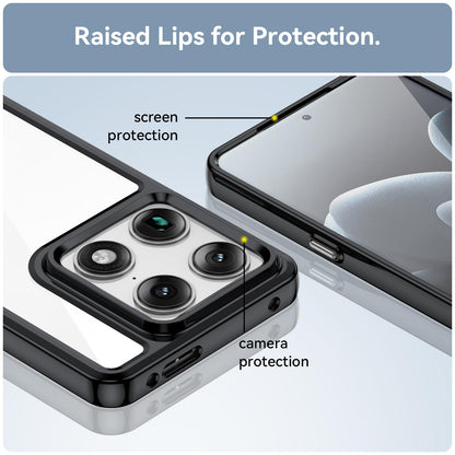 For Motorola Signature 5G WANLONFENG Electroplated Buttons TPU Acrylic Phone Case with Screen Protector - Transparent - EDA009510304B