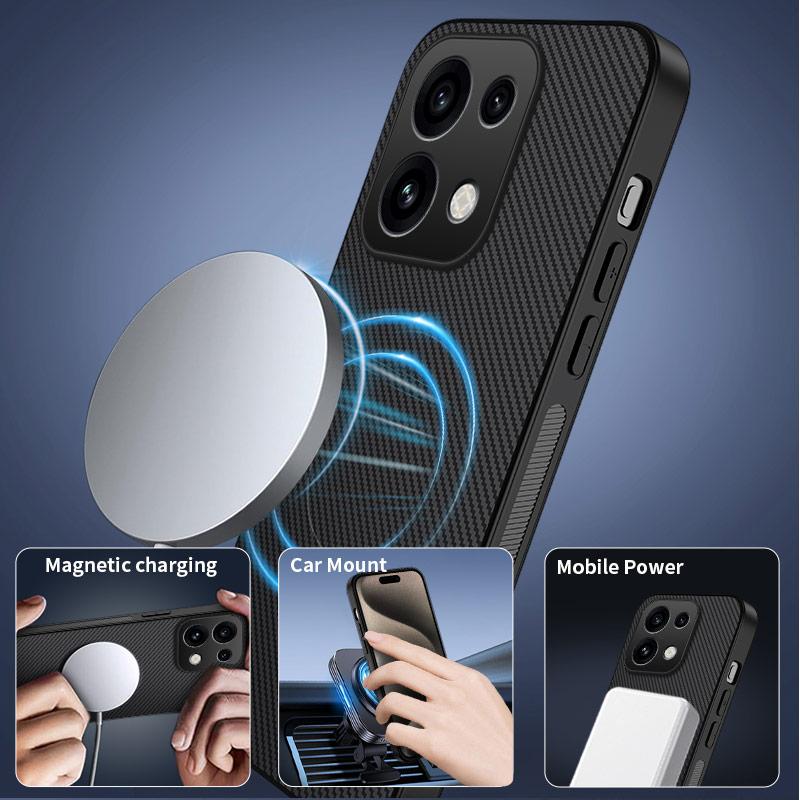 For OPPO Reno16 F / Reno16 FS 5G WANLONFENG TQ Series Magnetic Carbon Fiber Texture PC Hybrid TPU Phone Case - Sapphire Blue - EDA009515403C