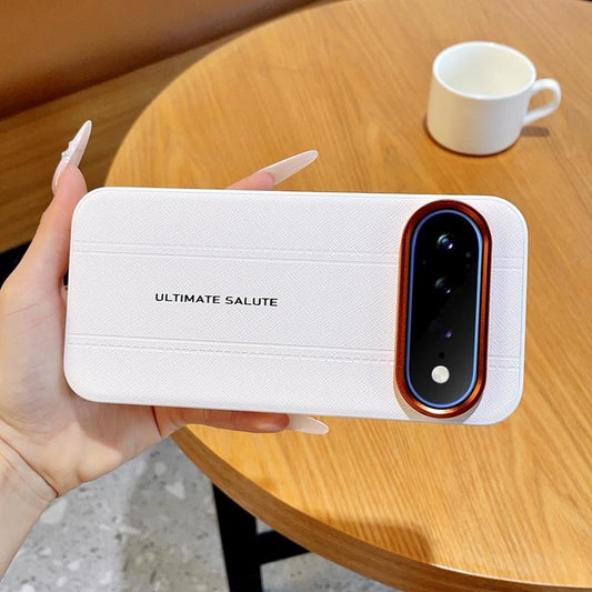 For Google Pixel 11 Pro Metal Camera Lens Frame Buttons Vegan Leather Phone Case(White)