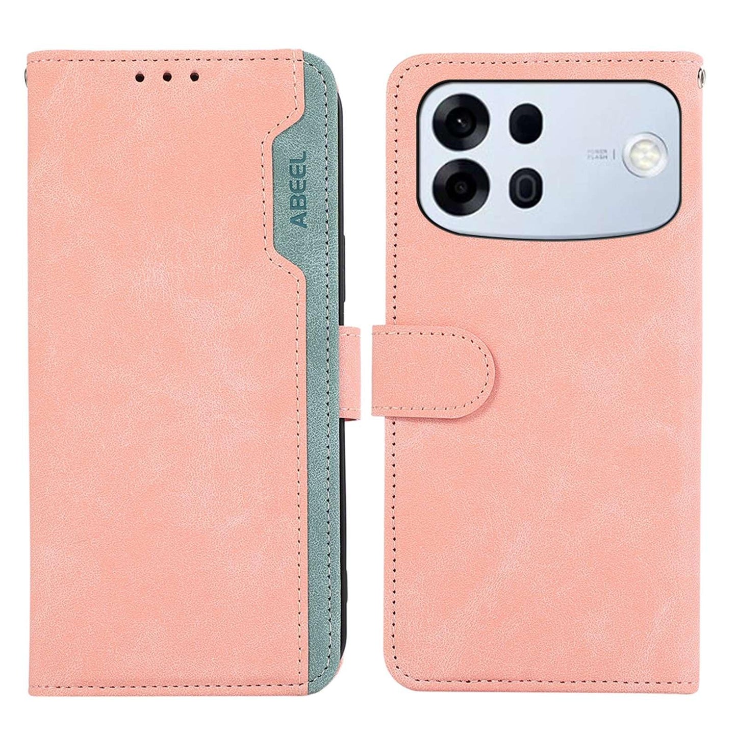 For OPPO A7 Pro Max 5G ABEEL Frosted Magnetic RFID Leather Phone Case(Pink)