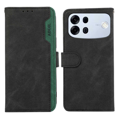 For OPPO A7 Pro Max 5G ABEEL Frosted Magnetic RFID Leather Phone Case(Black)