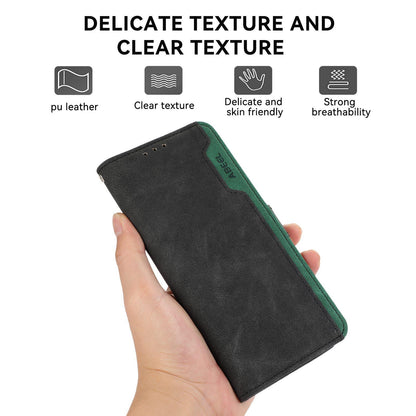 For OPPO A7 Pro Max 5G ABEEL Frosted Magnetic RFID Leather Phone Case(Black)