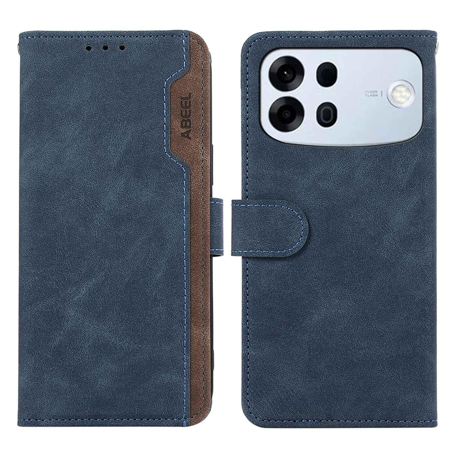 For OPPO A7 Pro Max 5G ABEEL Frosted Magnetic RFID Leather Phone Case(Blue)