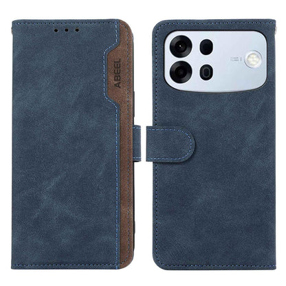 For OPPO A7 Pro Max 5G ABEEL Frosted Magnetic RFID Leather Phone Case(Blue)