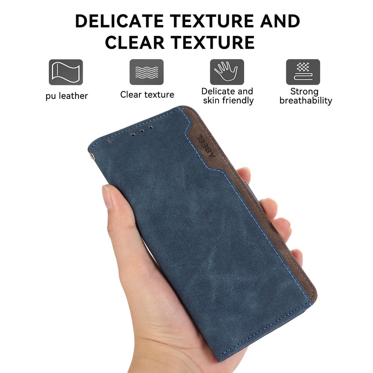 For OPPO A7 Pro Max 5G ABEEL Frosted Magnetic RFID Leather Phone Case(Blue)