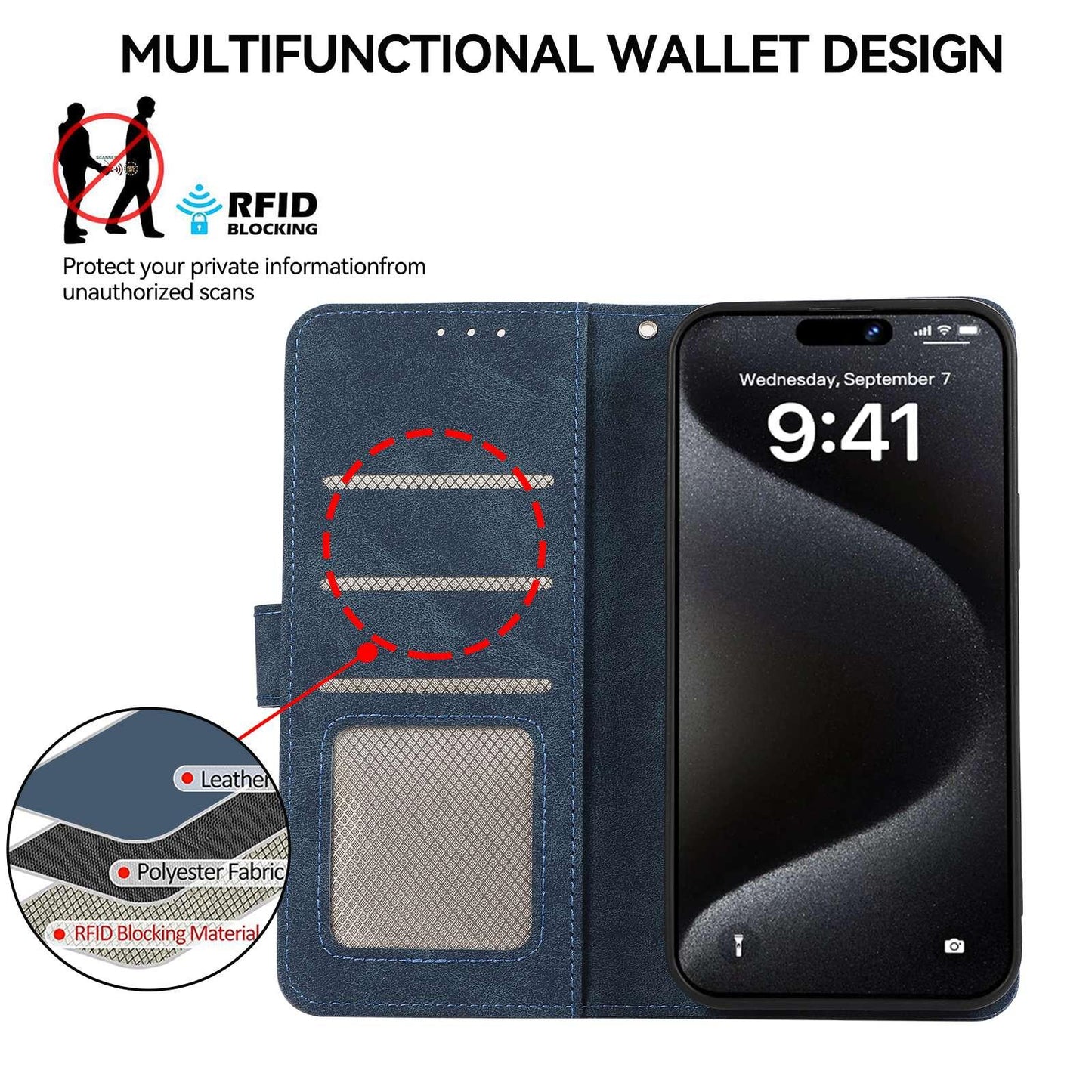 For OPPO A7 Pro Max 5G ABEEL Frosted Magnetic RFID Leather Phone Case(Blue)