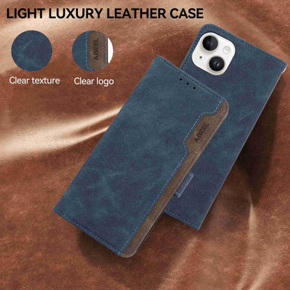 For OPPO A7 Pro Max 5G ABEEL Frosted Magnetic RFID Leather Phone Case(Blue)