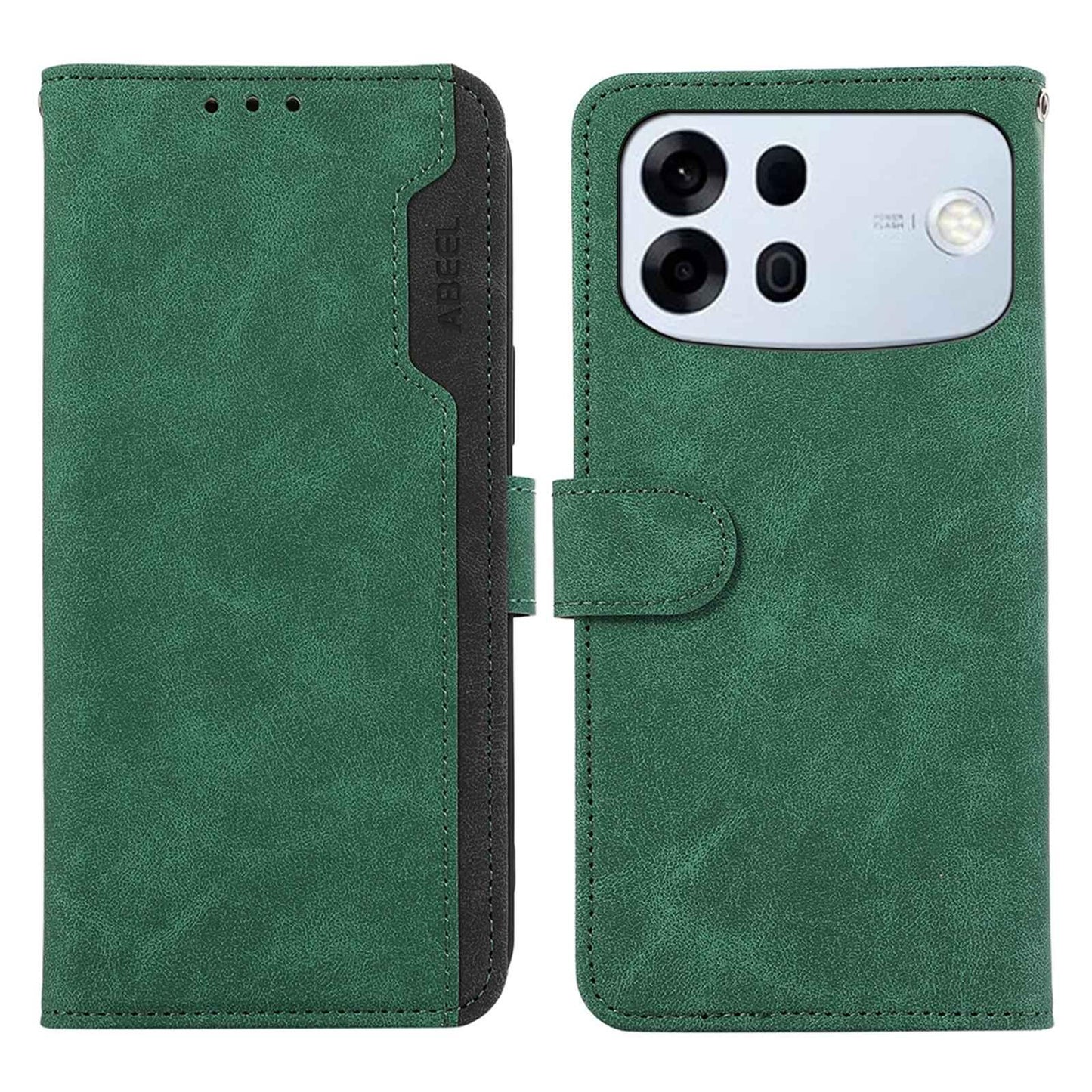 For OPPO A7 Pro Max 5G ABEEL Frosted Magnetic RFID Leather Phone Case(Green)