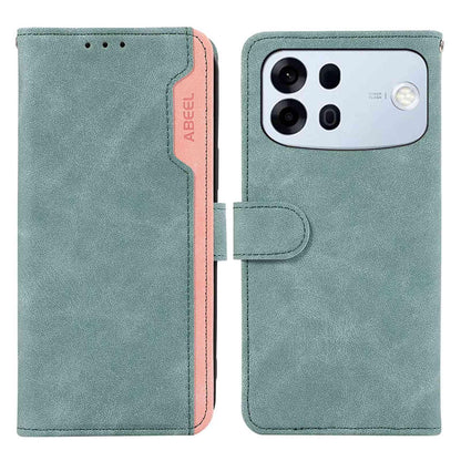 For OPPO A7 Pro Max 5G ABEEL Frosted Magnetic RFID Leather Phone Case(Cyan)