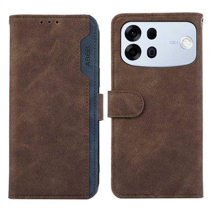 For OPPO A7 Pro Max 5G ABEEL Frosted Magnetic RFID Leather Phone Case(Brown)