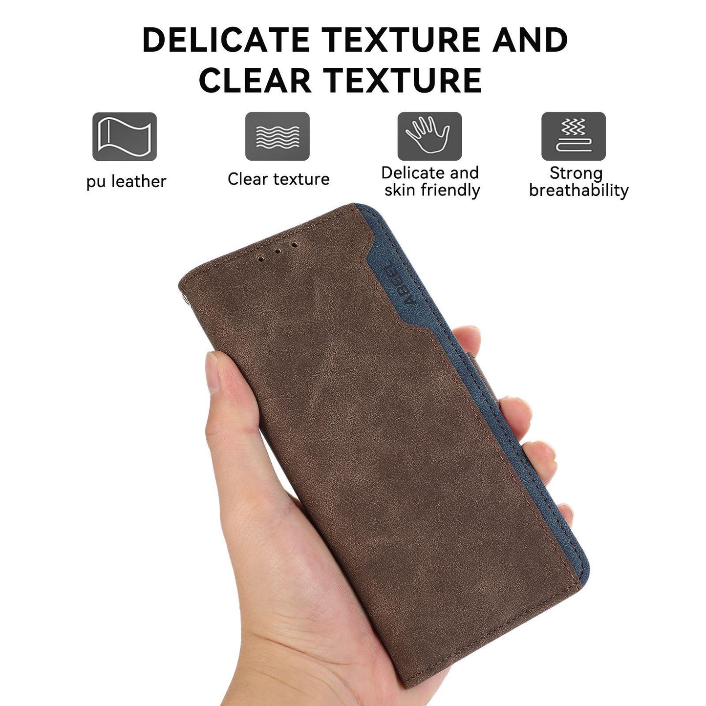 For OPPO A7 Pro Max 5G ABEEL Frosted Magnetic RFID Leather Phone Case(Brown)