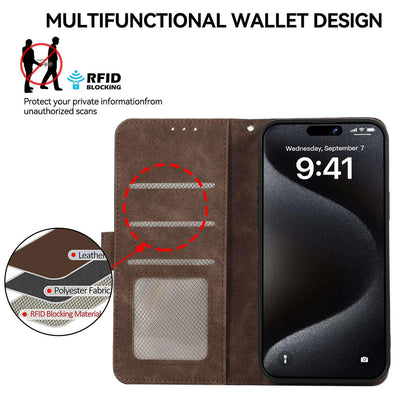 For OPPO A7 Pro Max 5G ABEEL Frosted Magnetic RFID Leather Phone Case(Brown)