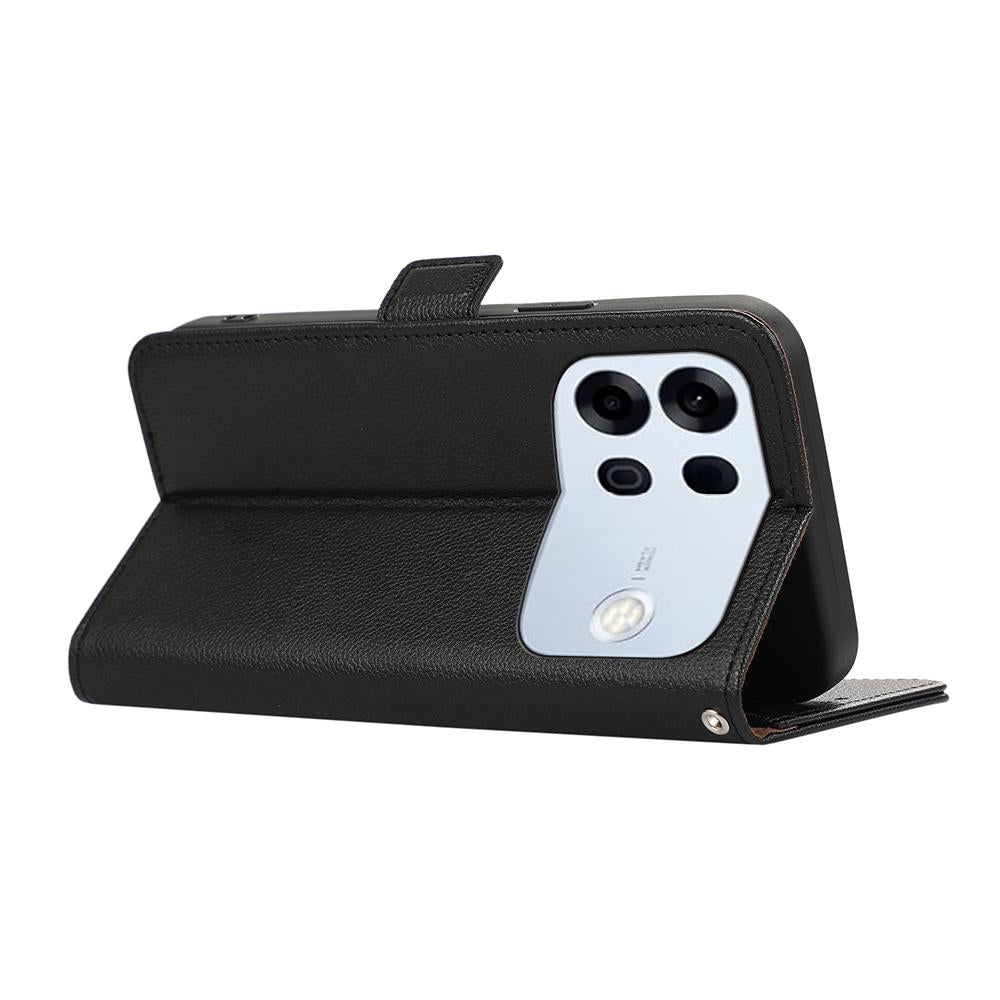 For OPPO A7 Pro Max ABEEL Side-Magnetic Litchi Pattern Leather RFID Phone Case - Black - EDA009524802A