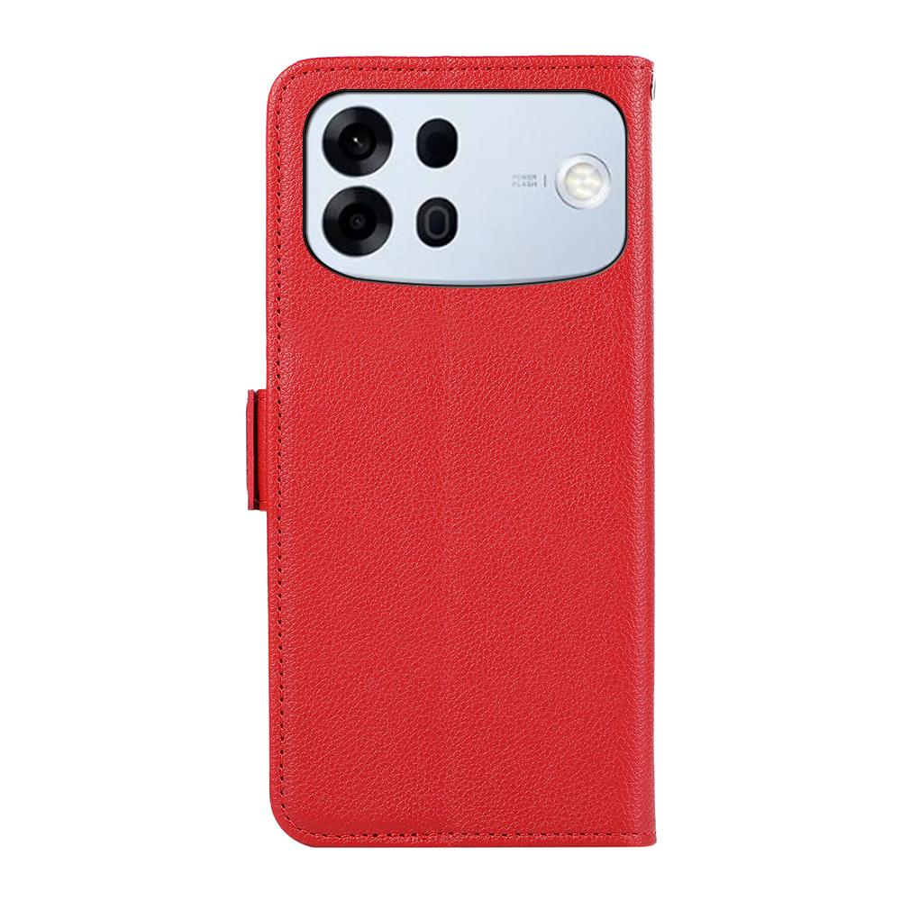 For OPPO A7 Pro Max ABEEL Side-Magnetic Litchi Pattern Leather RFID Phone Case - Red - EDA009524802B