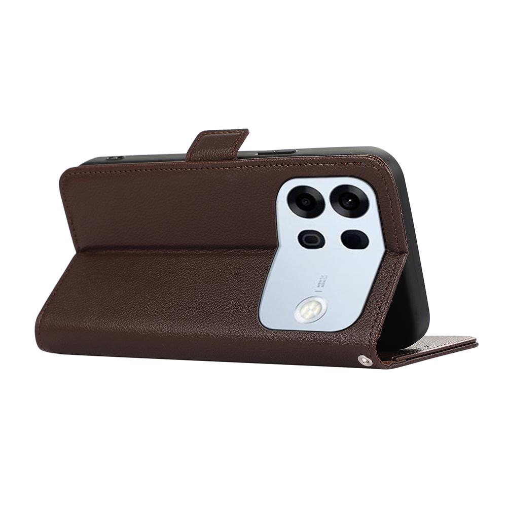 For OPPO A7 Pro Max ABEEL Side-Magnetic Litchi Pattern Leather RFID Phone Case - Brown - EDA009524802C