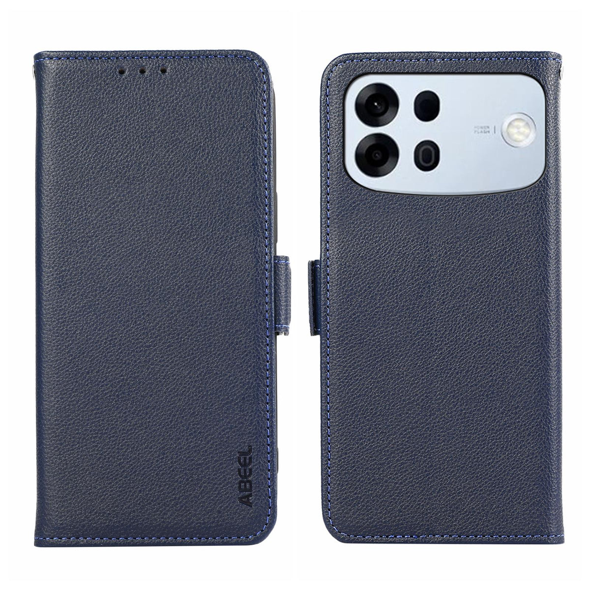 For OPPO A7 Pro Max ABEEL Side-Magnetic Litchi Pattern Leather RFID Phone Case - Blue - EDA009524802D