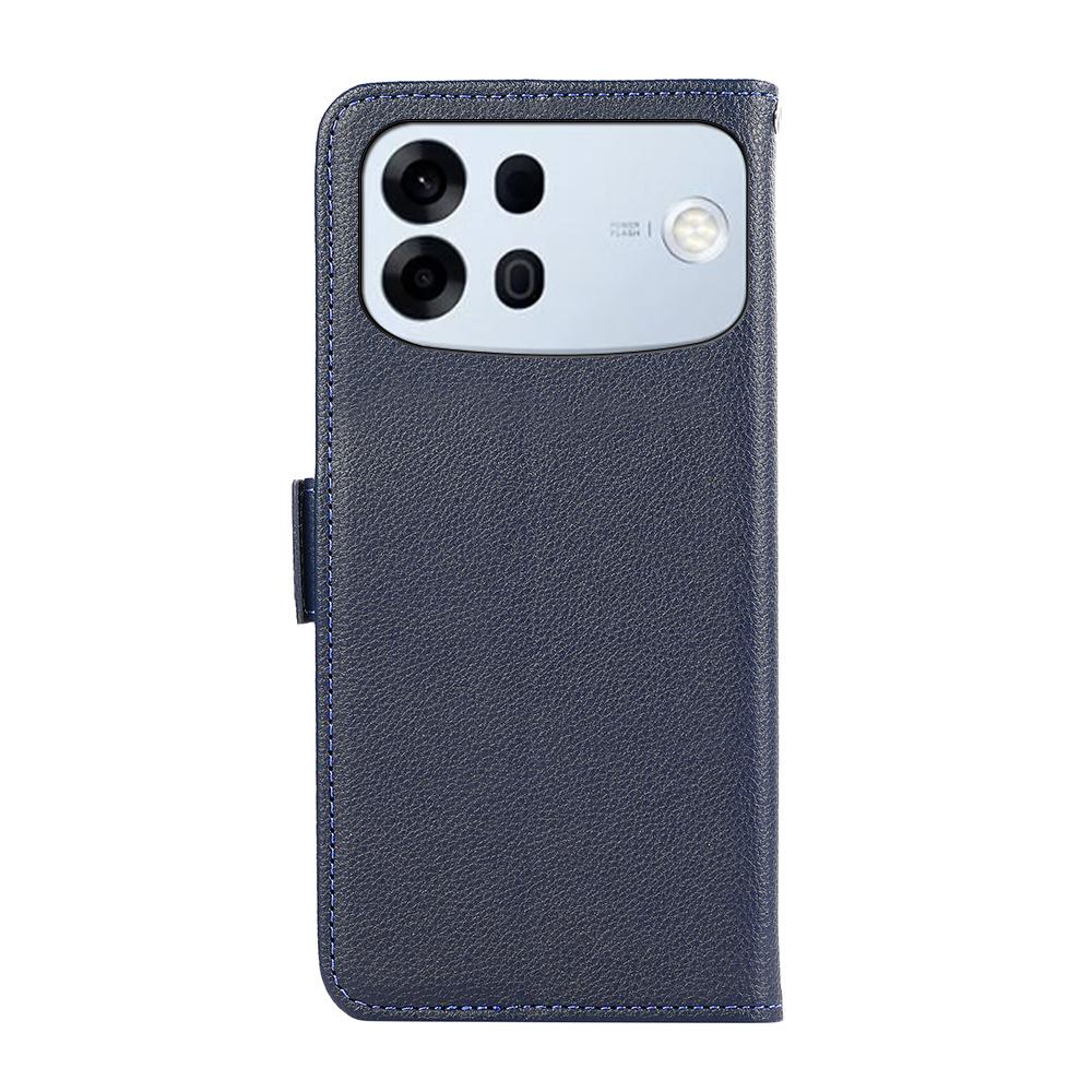 For OPPO A7 Pro Max ABEEL Side-Magnetic Litchi Pattern Leather RFID Phone Case - Blue - EDA009524802D