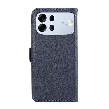 For OPPO A7 Pro Max ABEEL Side-Magnetic Litchi Pattern Leather RFID Phone Case - Blue - EDA009524802D