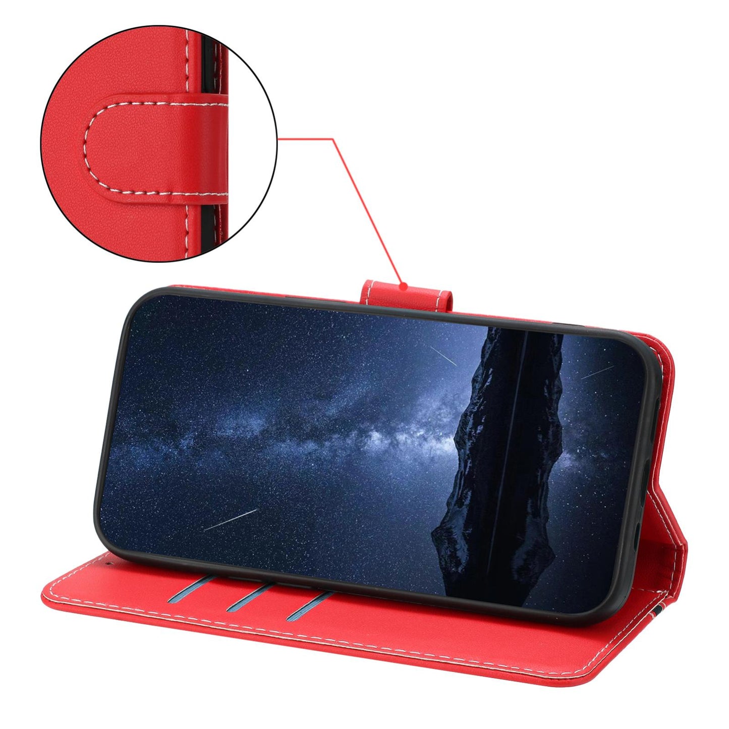 For Redmi K90 Pro Max 5G / Poco F8 Ultra Color Block Card Slots Vegan Leather Phone Case(Red)