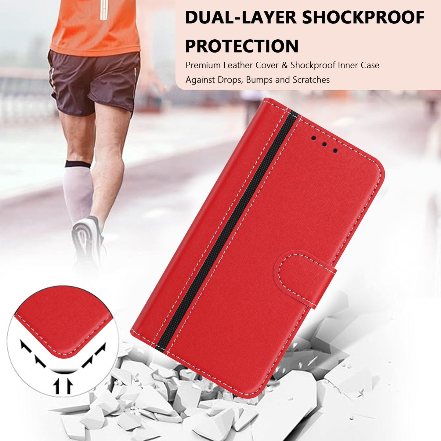 For Redmi K90 Pro Max 5G / Poco F8 Ultra Color Block Card Slots Vegan Leather Phone Case(Red)