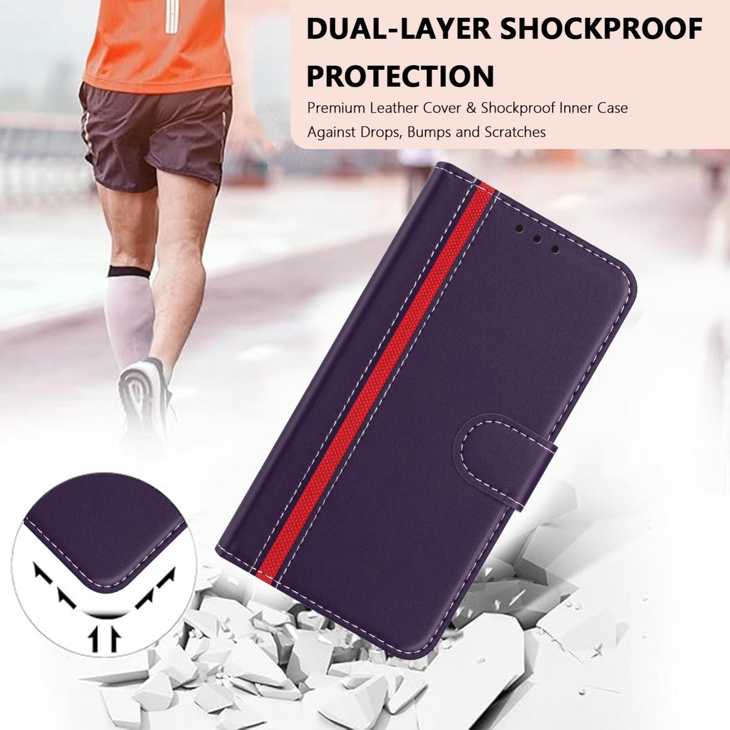 For Redmi K90 Pro Max 5G / Poco F8 Ultra Color Block Card Slots Vegan Leather Phone Case(Purple)