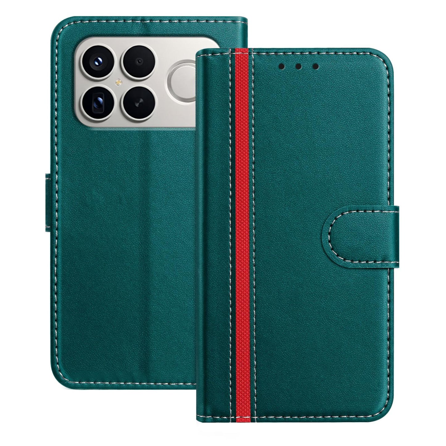 For Redmi K90 Pro Max 5G / Poco F8 Ultra Color Block Card Slots Vegan Leather Phone Case(Green)