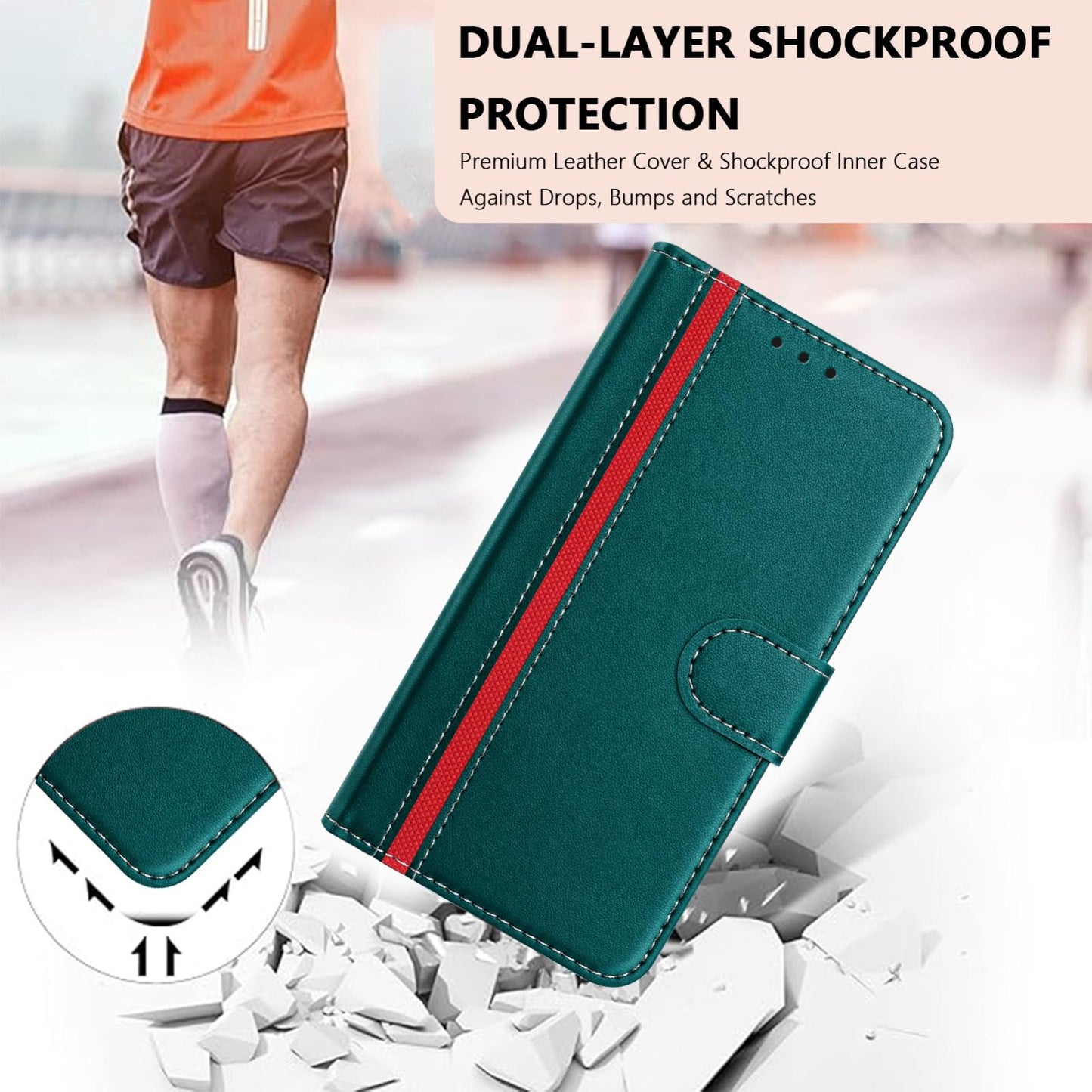 For Redmi K90 Pro Max 5G / Poco F8 Ultra Color Block Card Slots Vegan Leather Phone Case(Green)