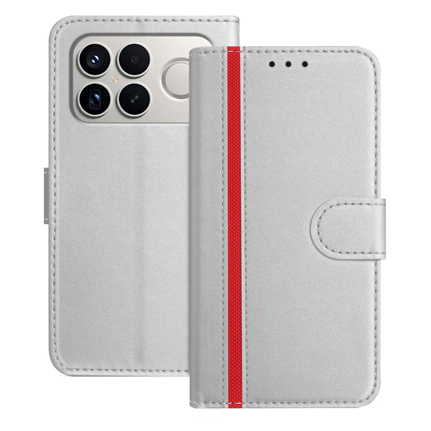 For Redmi K90 Pro Max 5G / Poco F8 Ultra Color Block Card Slots Vegan Leather Phone Case(Silver)