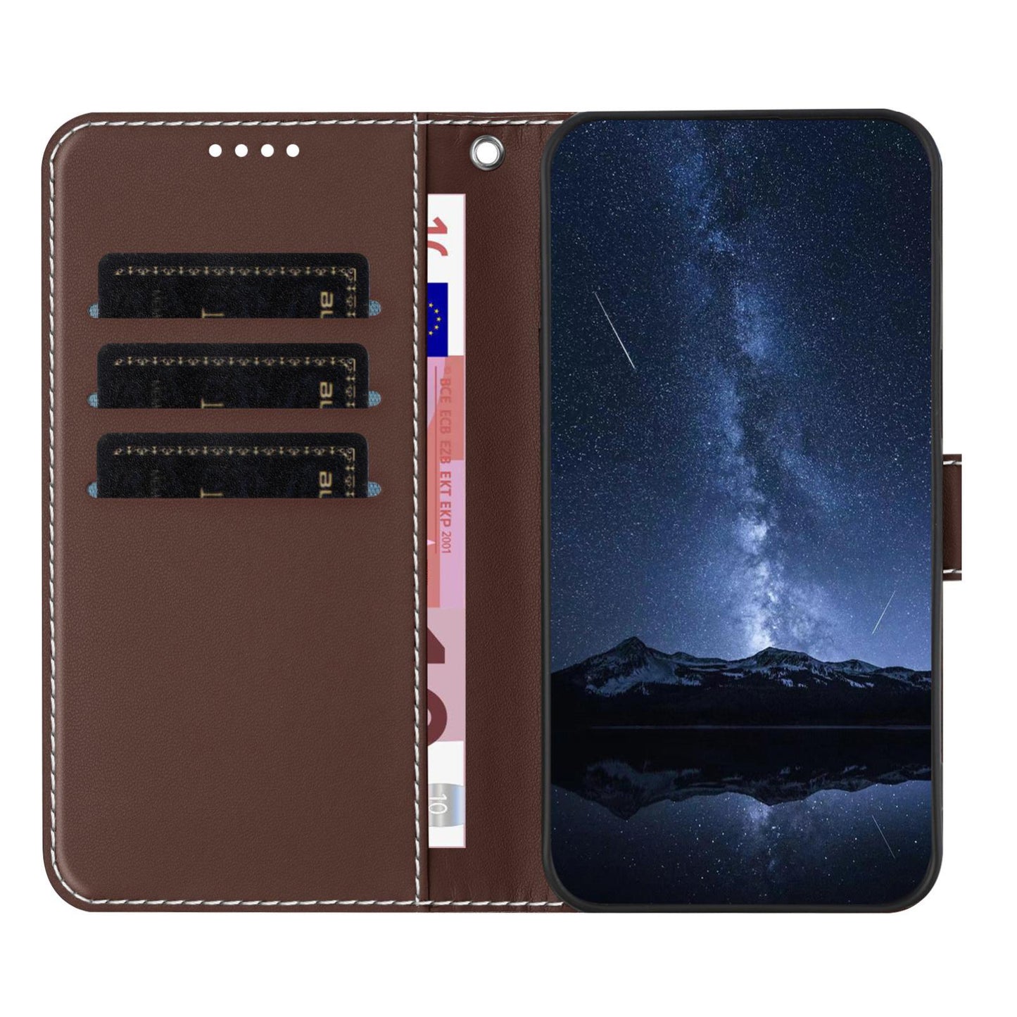 For Redmi K90 Pro Max 5G / Poco F8 Ultra Color Block Card Slots Vegan Leather Phone Case(Brown)