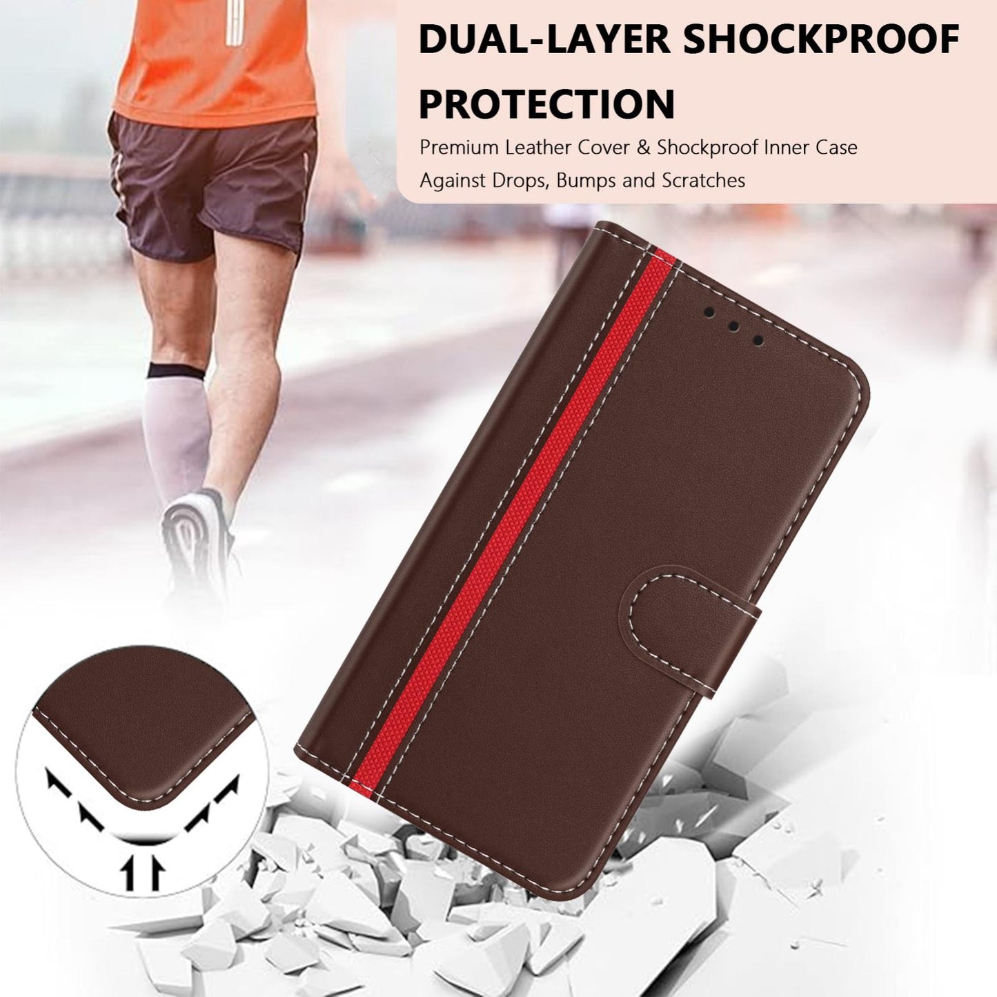 For Redmi K90 Pro Max 5G / Poco F8 Ultra Color Block Card Slots Vegan Leather Phone Case(Brown)