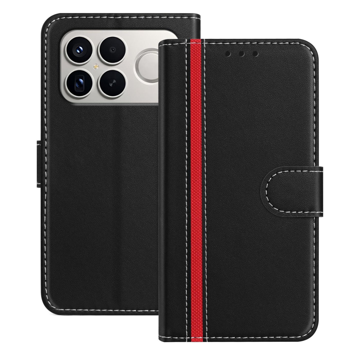 For Redmi K90 Pro Max 5G / Poco F8 Ultra Color Block Card Slots Vegan Leather Phone Case(Black)