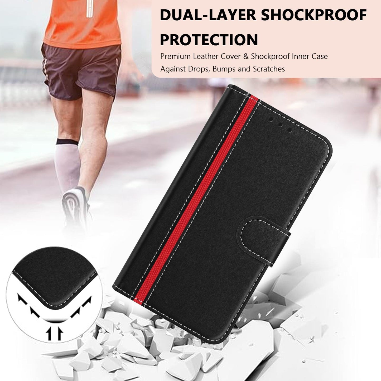 For Redmi K90 Pro Max 5G / Poco F8 Ultra Color Block Card Slots Vegan Leather Phone Case(Black)