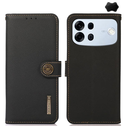 For OPPO A7 Pro Max 5G KHAZNEH Custer Genuine Leather RFID Phone Case(Black)