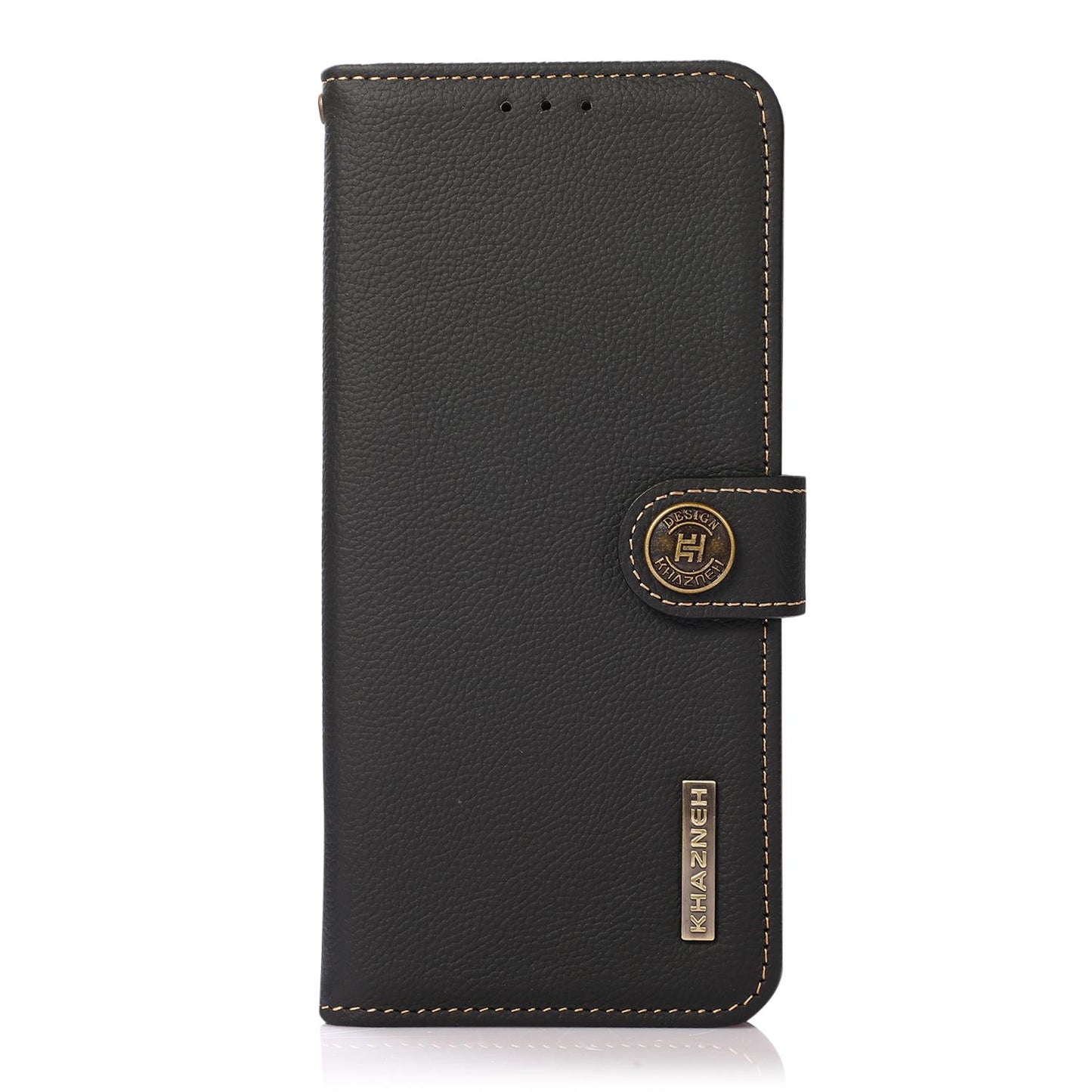For OPPO A7 Pro Max 5G KHAZNEH Custer Genuine Leather RFID Phone Case(Black)