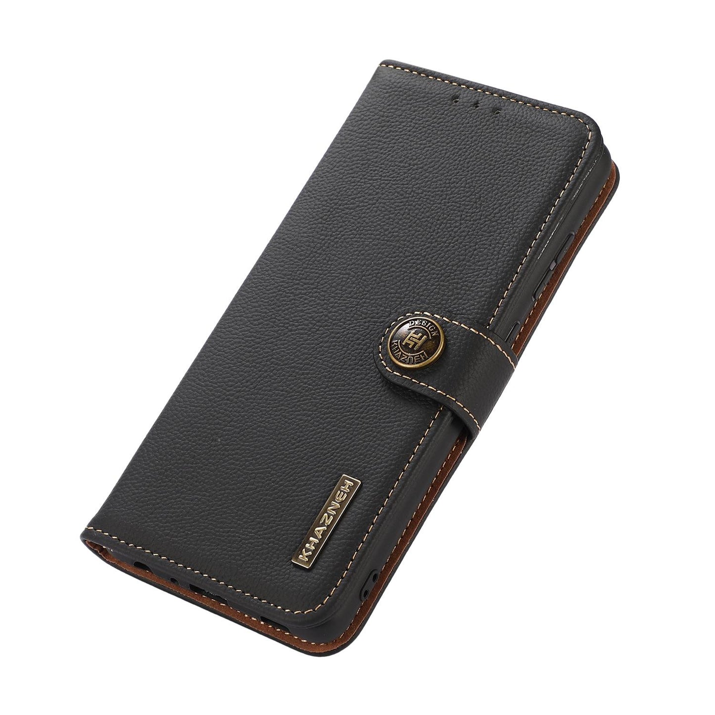 For OPPO A7 Pro Max 5G KHAZNEH Custer Genuine Leather RFID Phone Case(Black)