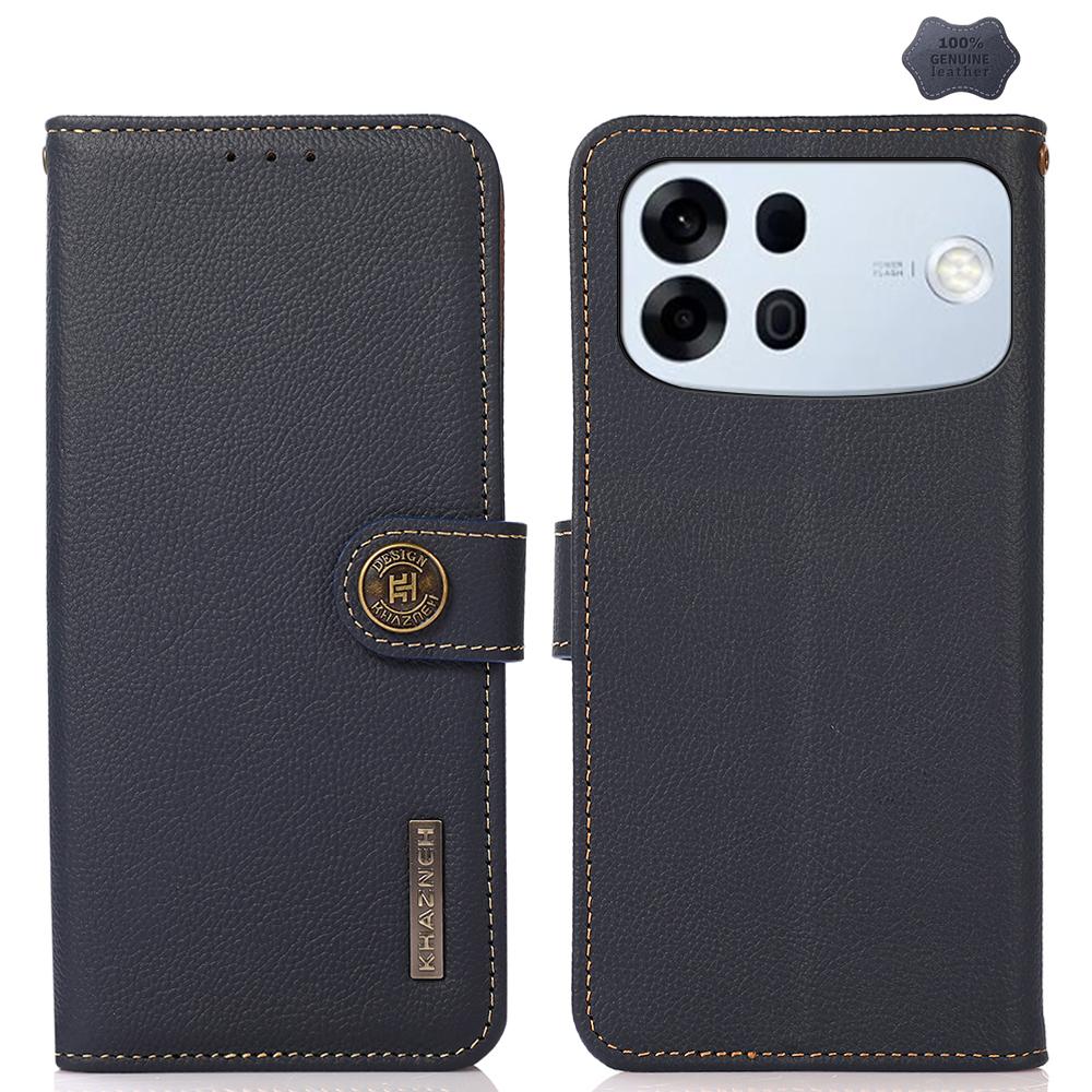 For OPPO A7 Pro Max 5G KHAZNEH Custer Genuine Leather RFID Phone Case(Blue)