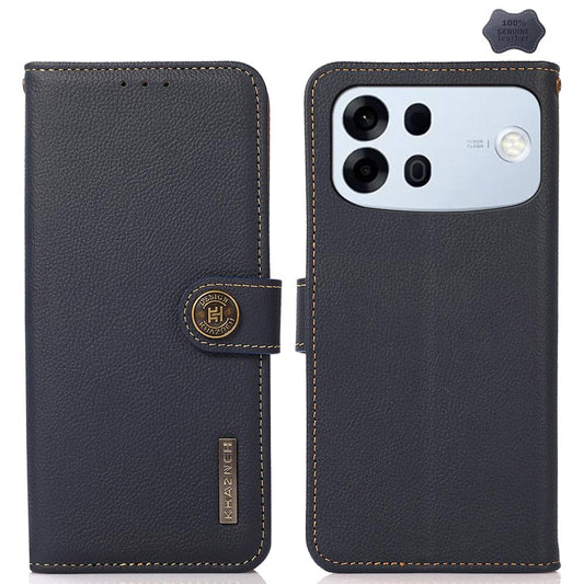For OPPO A7 Pro Max 5G KHAZNEH Custer Genuine Leather RFID Phone Case(Blue)