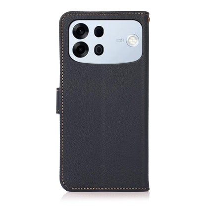 For OPPO A7 Pro Max 5G KHAZNEH Custer Genuine Leather RFID Phone Case(Blue)