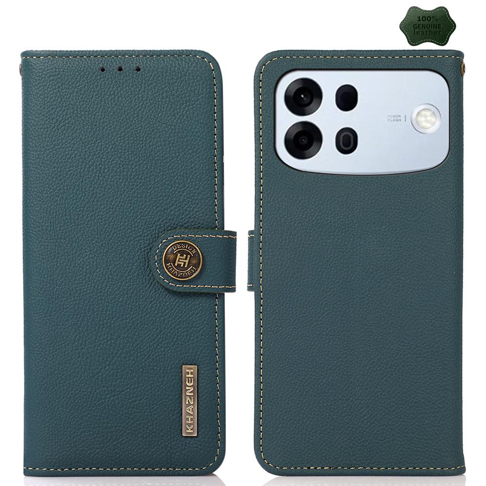 For OPPO A7 Pro Max 5G KHAZNEH Custer Genuine Leather RFID Phone Case(Green)