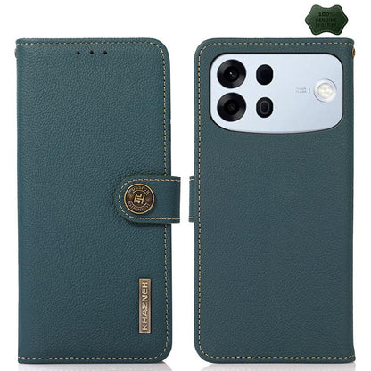 For OPPO A7 Pro Max 5G KHAZNEH Custer Genuine Leather RFID Phone Case(Green)