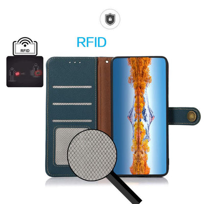 For OPPO A7 Pro Max 5G KHAZNEH Custer Genuine Leather RFID Phone Case(Green)
