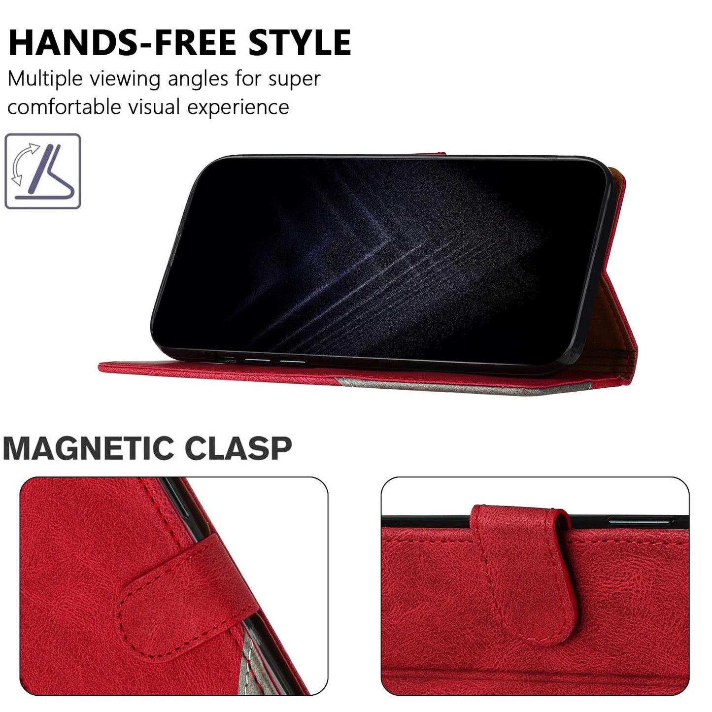 For Redmi K90 ProMax / Poco F8 Ultra 5G Color Matching Buckle Clasp Vegan Leather Phone Case(Red)