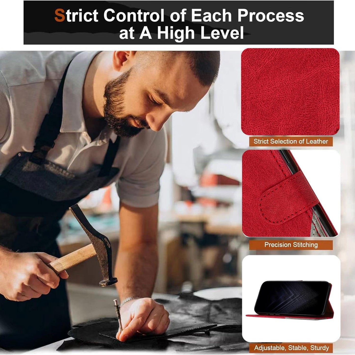 For Redmi K90 ProMax / Poco F8 Ultra 5G Color Matching Buckle Clasp Vegan Leather Phone Case(Red)