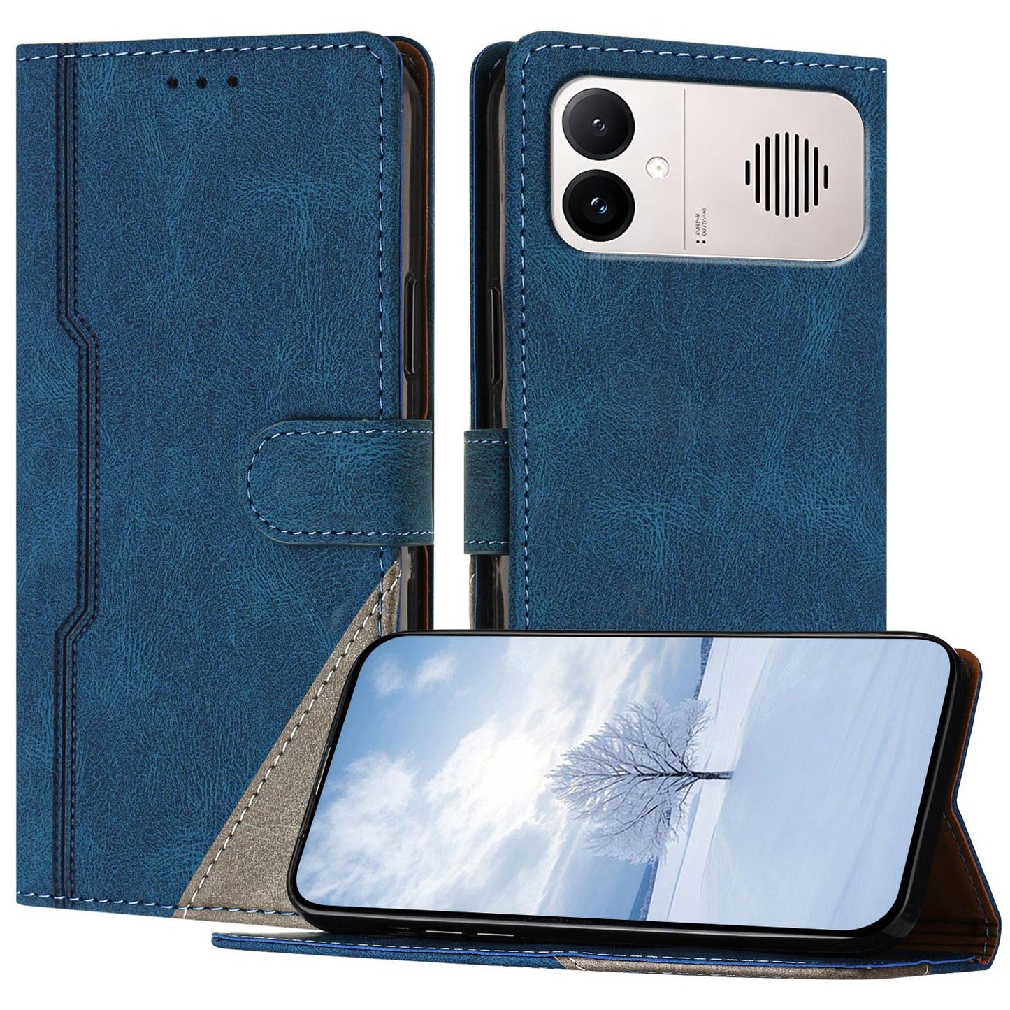 For Redmi K90 ProMax / Poco F8 Ultra 5G Color Matching Buckle Clasp Vegan Leather Phone Case(Blue)