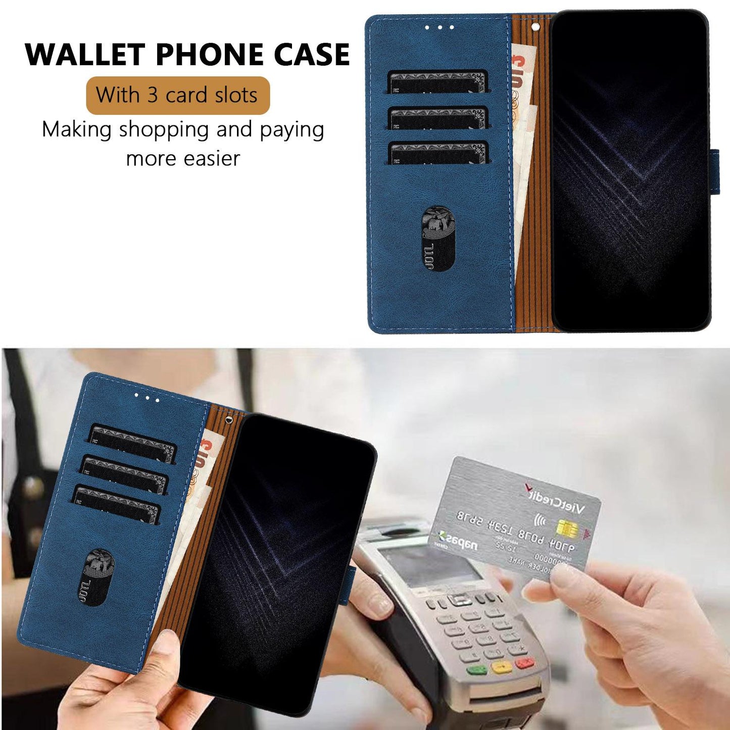 For Redmi K90 ProMax / Poco F8 Ultra 5G Color Matching Buckle Clasp Vegan Leather Phone Case(Blue)
