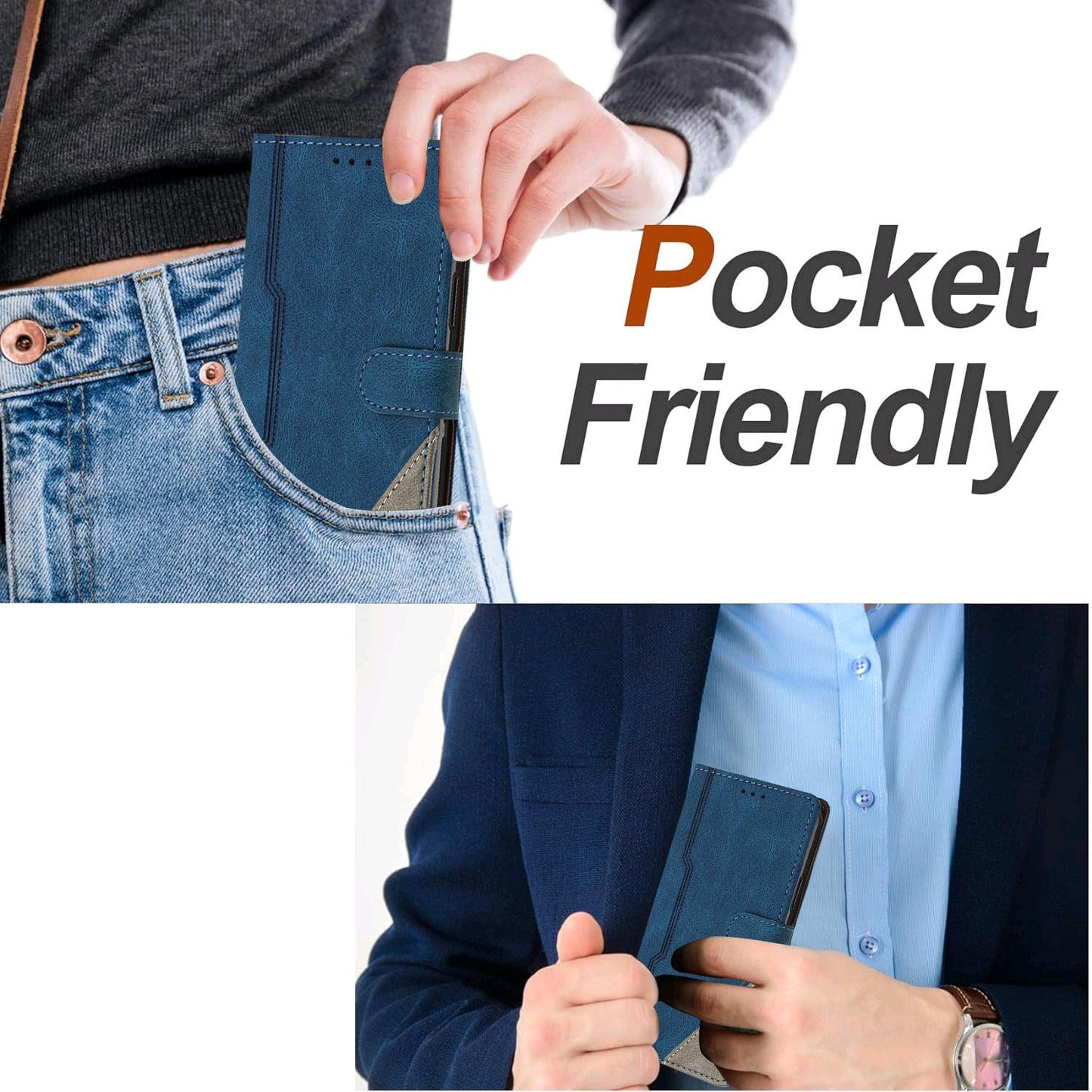 For Redmi K90 ProMax / Poco F8 Ultra 5G Color Matching Buckle Clasp Vegan Leather Phone Case(Blue)