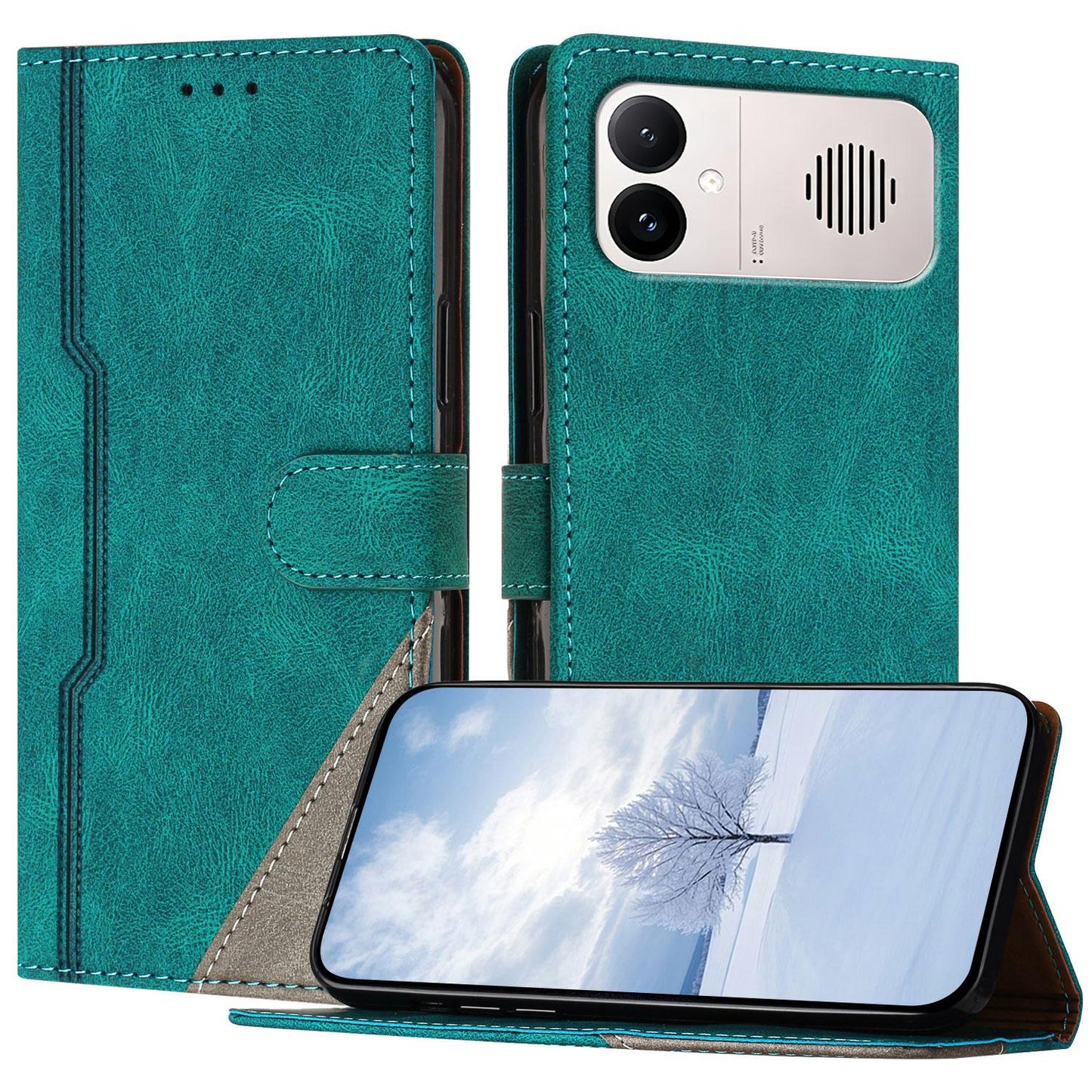 For Redmi K90 ProMax / Poco F8 Ultra 5G Color Matching Buckle Clasp Vegan Leather Phone Case(Green)