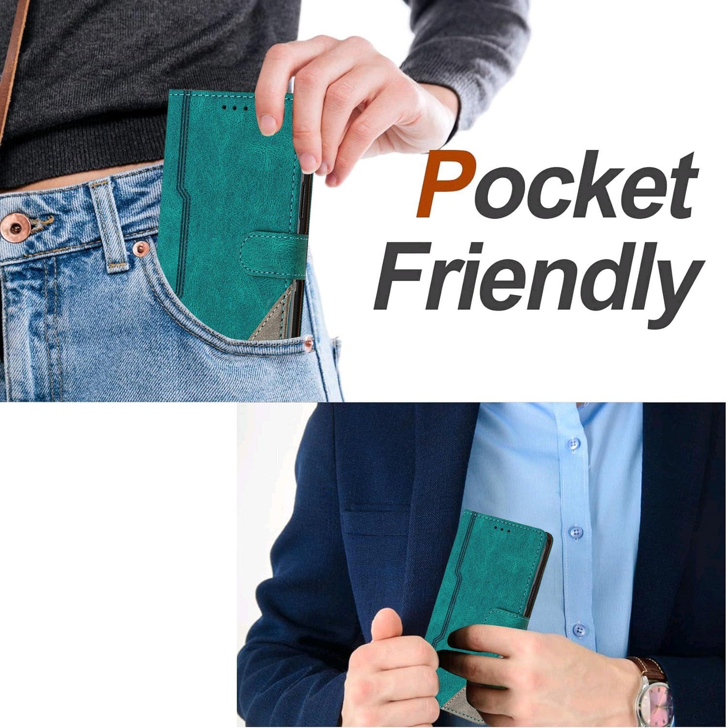 For Redmi K90 ProMax / Poco F8 Ultra 5G Color Matching Buckle Clasp Vegan Leather Phone Case(Green)