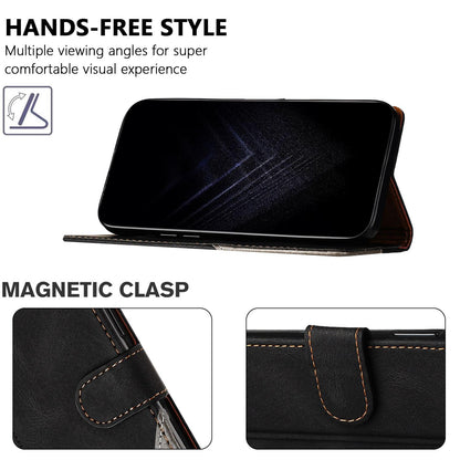 For Redmi K90 ProMax / Poco F8 Ultra 5G Color Matching Buckle Clasp Vegan Leather Phone Case(Black)