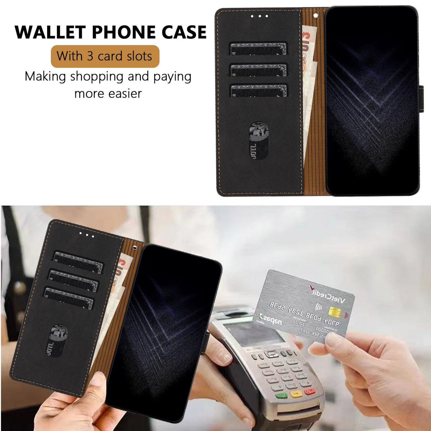 For Redmi K90 ProMax / Poco F8 Ultra 5G Color Matching Buckle Clasp Vegan Leather Phone Case(Black)